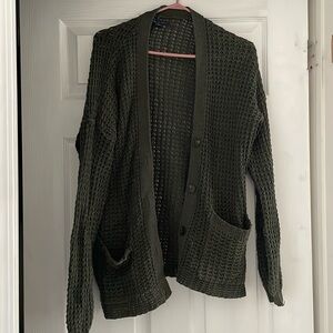 American eagle green waffle cardigan